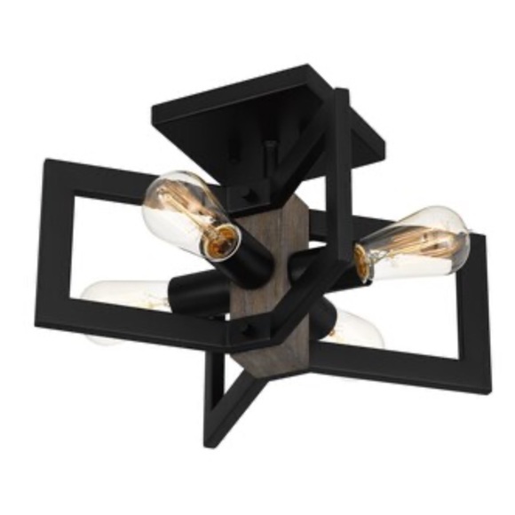 NEW!! Ashley Harbour Eastmar 4-Light 9-in Matte Black Semi-Flush mount light - Picture 5 of 9